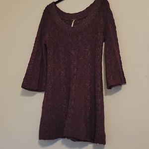 Free People Cable Knit Wool Sweater Dress M